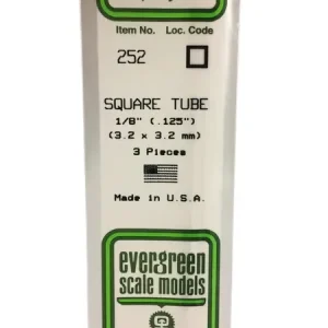 252 - .125" (3.2mm) OPAQUE WHITE POLYSTYRENE SQUARE TUBING Evergreen