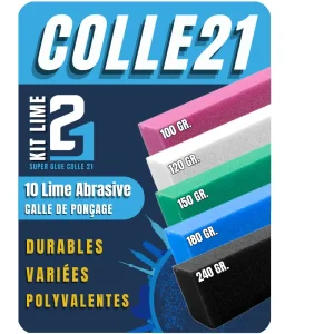 10 Limes Abrasives Superglue Colle21 – Pack de 10 Limes de ponçage avec Granulométries Variées (100 à 240) produits et accessoires professionnelle pour le Bricolage & Modélisme ! ✨🔧